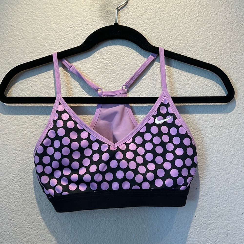 Women’s Nike purple polka dot sports bra size medium